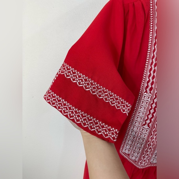 Liesl Women Casual Tops V Neck Short Sleeve Boho Print Shirts Summer Blouses Red - Picture 6 of 14